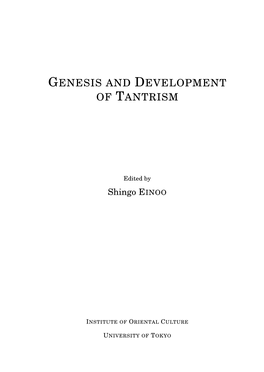 Genesis and Development of Tantrism