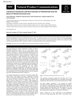 Chemical Constituents and Derivatization of Melodorinol from the 633 - 636 Roots of Melodorum Fruticosum