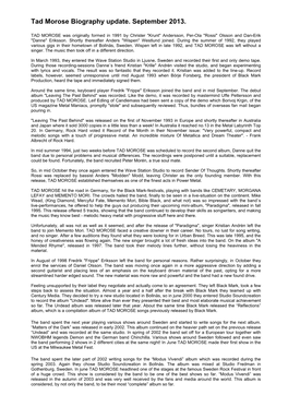Tad Morose Biography Update. September 2013
