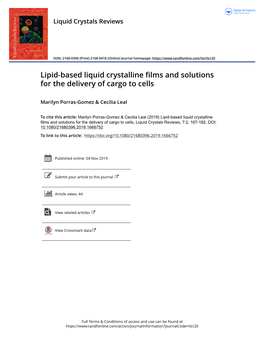 Lipid-Based Liquid Crystalline Films and Solutions for the Delivery of Cargo to Cells