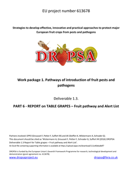 REPORT on TABLE GRAPES – Fruit Pathway and Alert List