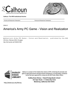 America's Army PC Game - Vision and Realization