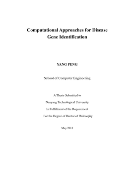 Computational Approaches for Disease Gene Identification