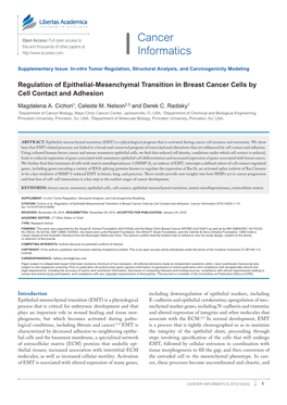 Cancer Informatics 2015:14(S3) 1–13 Doi: 10.4137/CIN.S18965