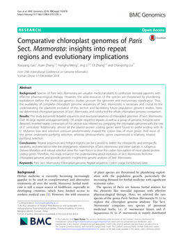 Comparative Chloroplast Genomes of Paris Sect