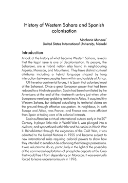 History of Western Sahara and Spanish Colonisation