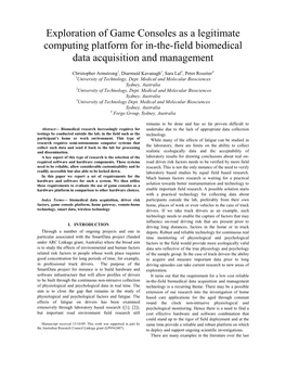 Exploration of Game Consoles As a Legitimate Computing Platform for In-The-Field Biomedical Data Acquisition and Management