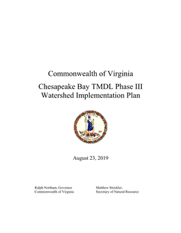 Chesapeake Bay TMDL Phase III Watershed Implementation Plan