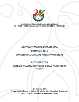 Agenda Temática Estrátegica Fonacon 2015 Consejo Nacional De Áreas Protegidas