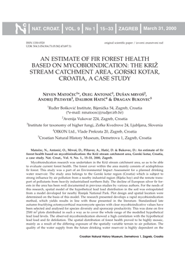 An Estimate of Fir Forest Health Based on Mycobioindication: the Kri@ Stream Catchment Area, Gorski Kotar, Croatia, a Case Study