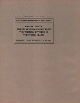 Characteristic Marine Jurassic Fossils from the Western Interior of the United States