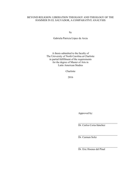 Beyond Religion: Liberation Theology and Theology of the Hammer in El Salvador, a Comparative Analysis