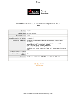 Circinotrichum Sinense, a New Asexual Fungus from Hubei, China