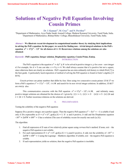 Solutions of Negative Pell Equation Involving Cousin Primes