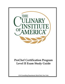 Prochef Certification Program Level II Exam Study Guide