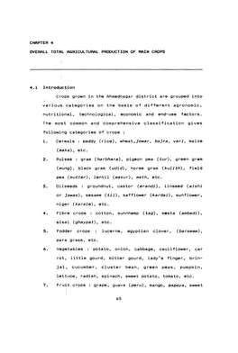 4.1 Introduction Crops Grown in the Ahmednagar District Are Grouped