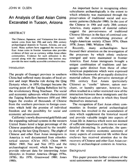 An Analysis of East Asian Coins Excavated in Tucson, Arizona