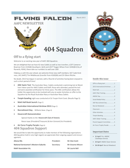 404 Squadron Off to a Flying Start Welcome to an Exciting New Year of AAFC 404 Squadron