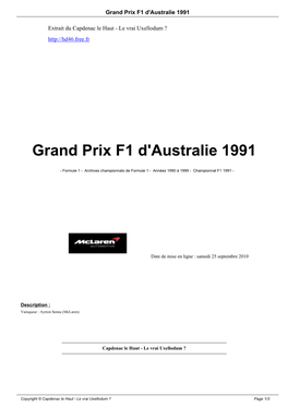 Grand Prix F1 D'australie 1991