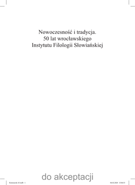 Do Akceptacji Komisaruk A5.Indb 1 06.02.2020 15:06:53 Acta Universitatis Wratislaviensis 3961