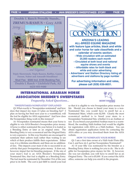 Page 14 Arabian Stallions • Iaha Breeder’S Sweepstakes Story Page 14