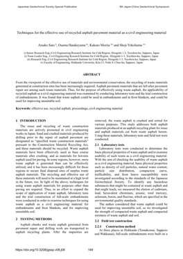 Techniques for the Effective Use of Recycled Asphalt Pavement Material As a Civil Engineering Material