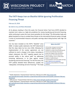 The FATF Keeps Iran on Blacklist While Ignoring Proliferation Financing Threat