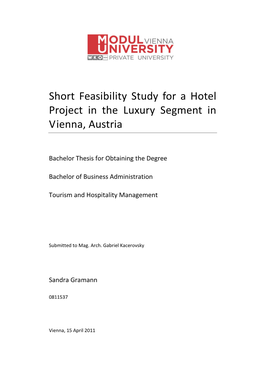 Short Feasibility Study for a Hotel in the Luxury Segment in Vienna, Austria