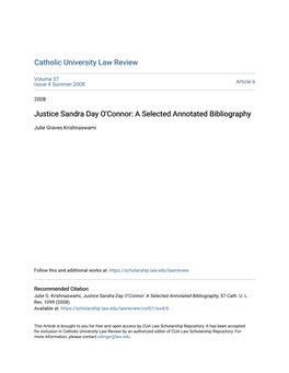 Justice Sandra Day O'connor: a Selected Annotated Bibliography