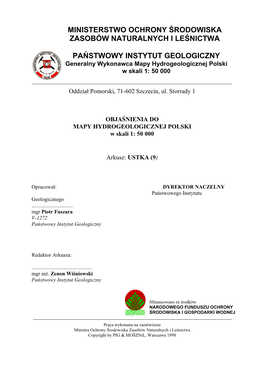 Ministerstwo Ochrony Środowiska Zasobów Naturalnych I Leśnictwa Państwowy Instytut Geologiczny