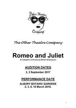 Romeo and Juliet an Adaptation of the Play by William Shakespeare