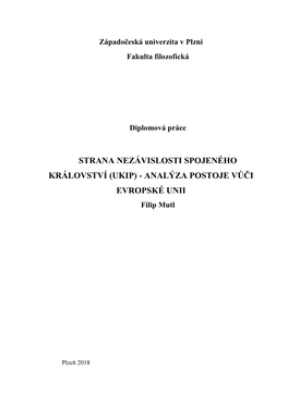 UKIP) - ANALÝZA POSTOJE VŮČI EVROPSKÉ UNII Filip Mutl