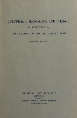 Cultural Chronology and Change As Reflected in the Ceramics of the Virú