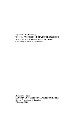 THE IMPACTS of SURFACE TRANSPORT DEVELOPMENT to TOURISM GROWTH Case Study of Roads in Cameroon