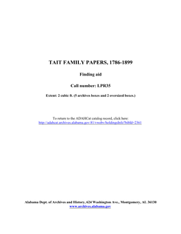 Tait Family Papers Finding