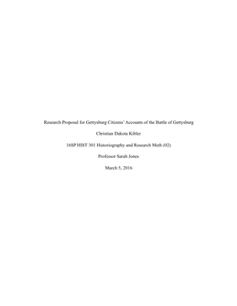 Research Proposal for Gettysburg Citizens' Accounts of the Battle Of