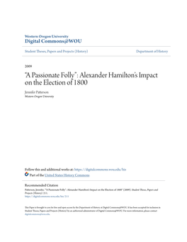 Alexander Hamilton's Impact on the Election of 1800