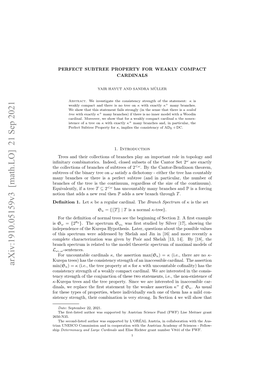 Arxiv:1910.05159V2 [Math.LO] 17 Aug 2021