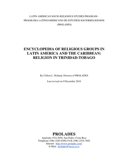 Religion in Trinidad & Tabago, 2009
