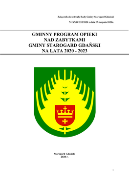 Gminny Program Opieki Nad Zabytkami Gminy Starogard Gdański Na Lata 2020 - 2023