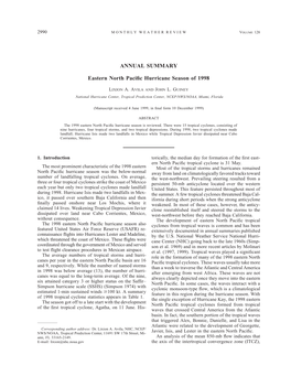 ANNUAL SUMMARY Eastern North Pacific Hurricane Season of 1998