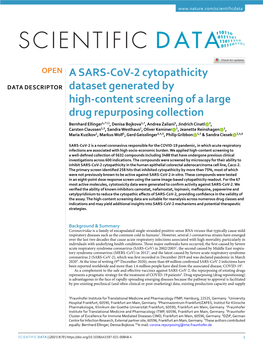 A SARS-Cov-2 Cytopathicity Dataset Generated by High-Content Screening of a Large Drug Repurposing Collection