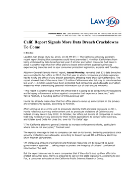Calif. Report Signals More Data Breach Crackdowns to Come