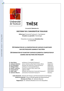 Determination De La Composition Des Surfaces Planetaires Par Spectroscopie Gamma Et Neutron