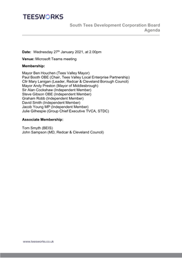 South Tees Development Corporation Board Agenda