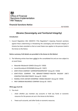 Ukraine (Sovereignty and Territorial Integrity)