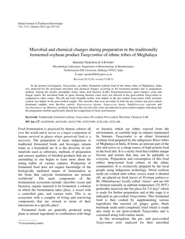 Microbial and Chemical Changes During Preparation in the Traditionally Fermented Soybean Product Tungrymbai of Ethnic Tribes of Meghalaya