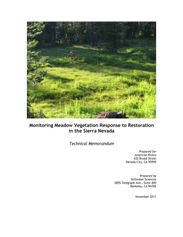 Technical Memorandum Monitoring Meadow Vegetation Response to Restoration