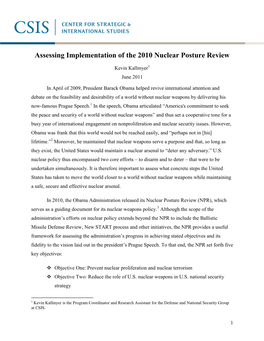 Assessing Implementation of the Nuclear Posture Review