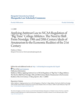 Applying Antitrust Law to NCAA Regulation of Â•Œbig